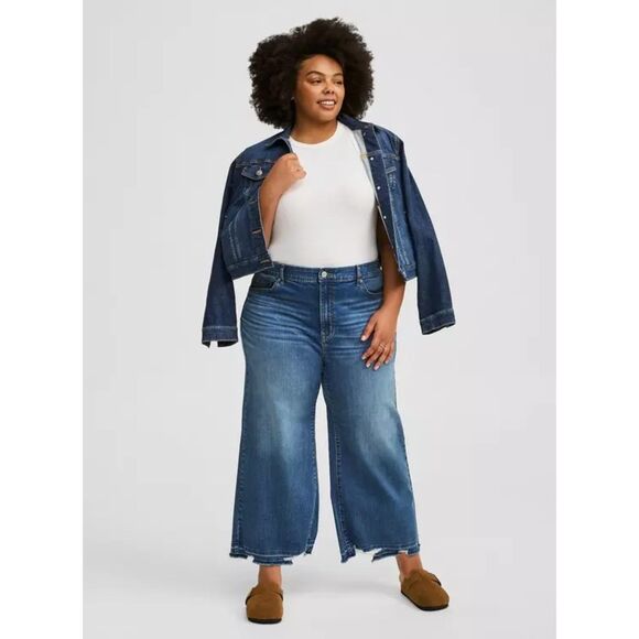 TORRID HIGH RISE WIDE LEG ANKLE CROP WITH VINTAGE STRETCH SIZE 16 - Picture 1 of 8